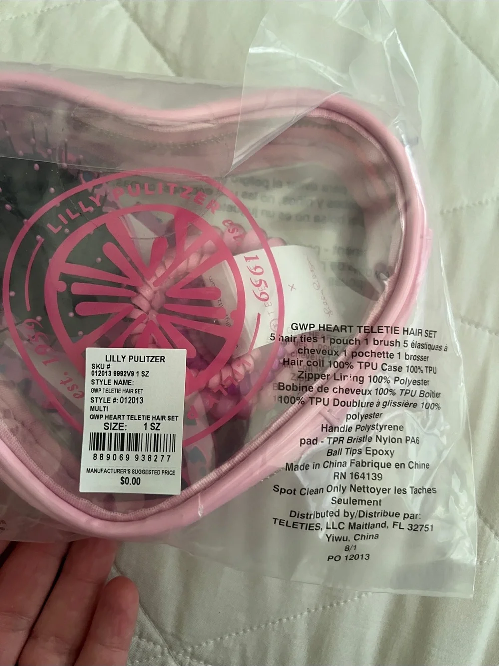 Lilly Pulitzer TELETIES hair ties heart set - new in packaging